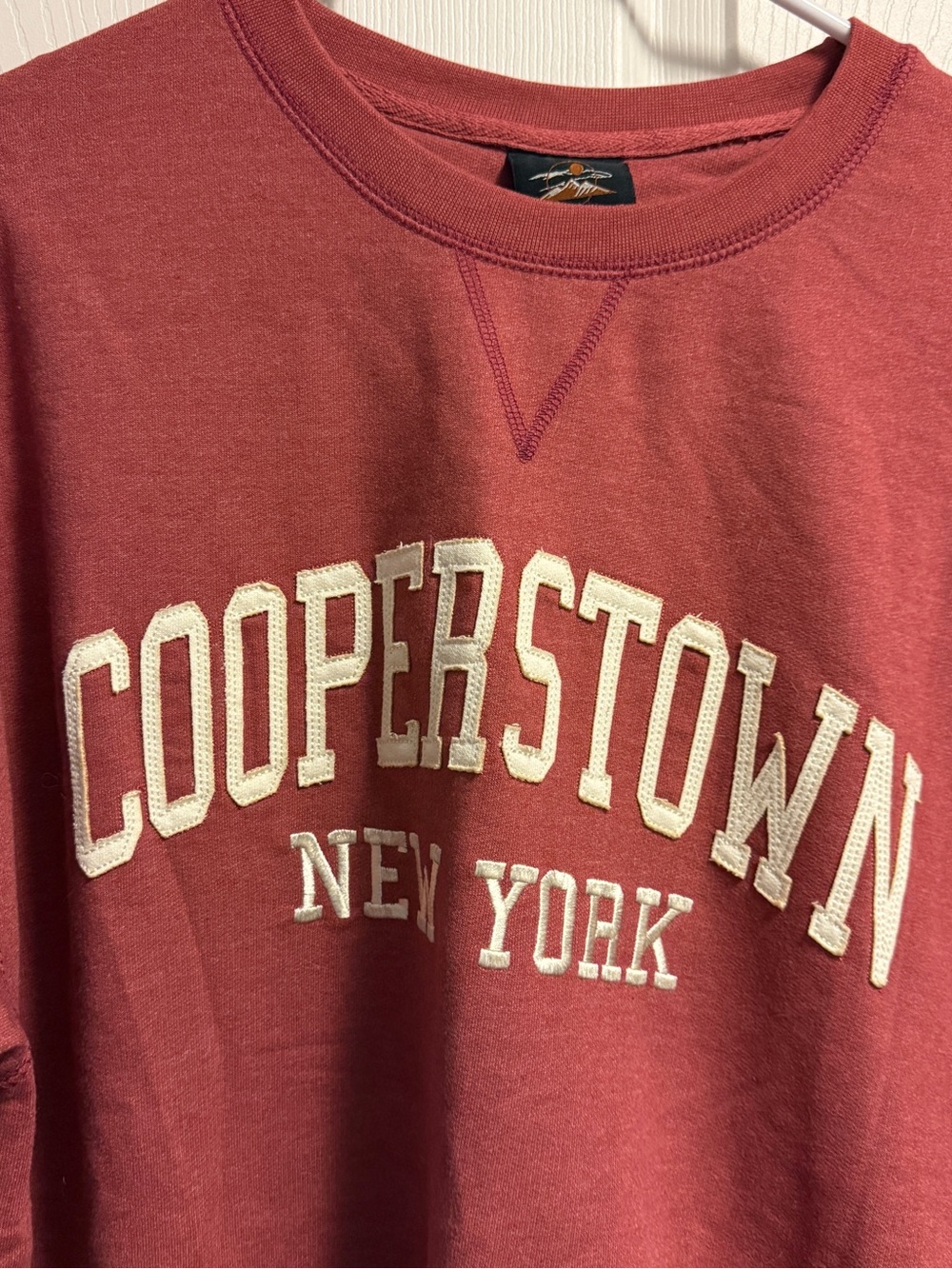 Cooperstown New York Women’s Crewneck Sweatshirt - Brick Red - Picture 2 of 4